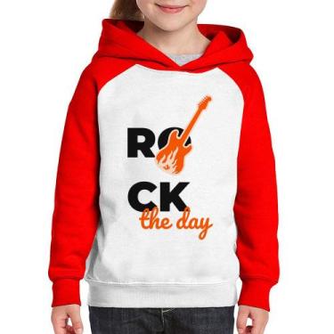Imagem de Moletom Infantil Rock the day - Foca na Moda, Branco, Vermelho, 8