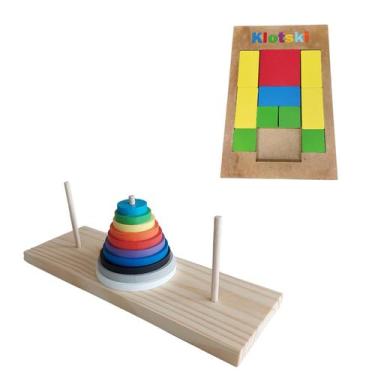 Imagem de Kit Brinquedo de Raciocínio Lógico Klotski e Torre de Hanoi - Fabrica 