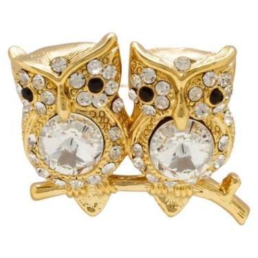 Imagem de Broche Strass Corujinhas BRG0044 - Akasaki, Dourado