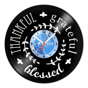 Imagem de Relógio De Parede Disco Vinil Escritório - Grateful Thankful - VEC-006