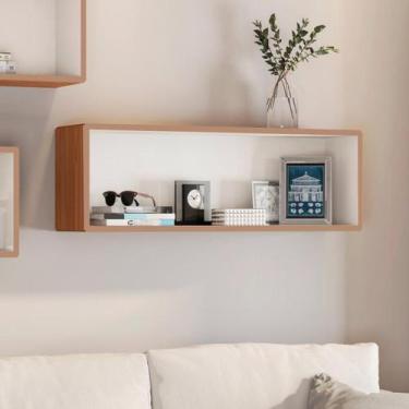 Imagem de Nicho para Livro Retangular de Parede 99x33 Cm MDF Freijó Off White Da