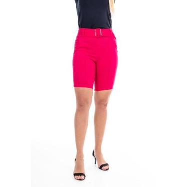 Imagem de Bermuda Bengaline Cintura Alta Com Cinto E Bolso - WOLFOX, Pink, GG, M