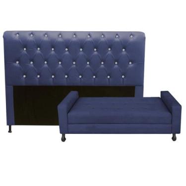 Imagem de Kit Félix com Cabeceira Cristal 1,95 cm King Size Baú Quarto Sala mate