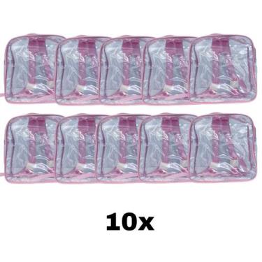 Imagem de KIT COM 10 MINI mochila ROSA infantil transparente escola - Gii Matos 