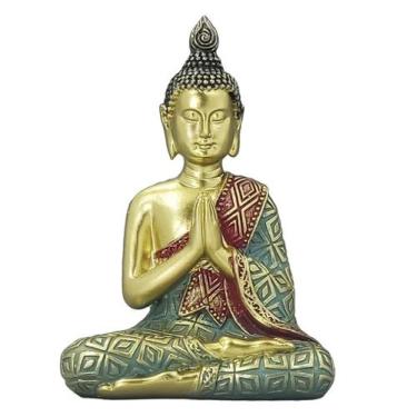 Imagem de Buda Decorativo Em Resina Sabedoria hindu meditação fortuna Reflexão z