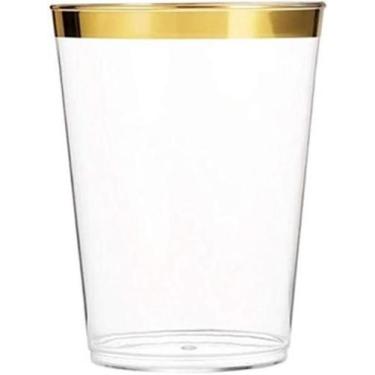 Imagem de Kit 5 Copos 300Ml Descartáveis De Luxo Em Plástico - Dourado - Udlandi