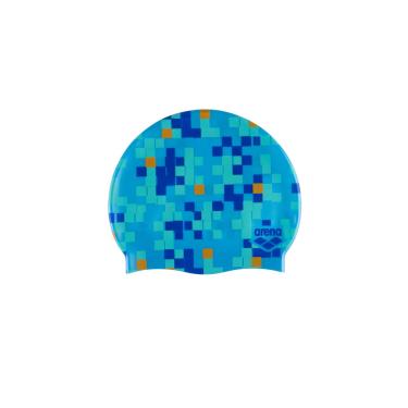 Imagem de arena Print 2 Touca De Natação De Silicone Unissex Para Adultos, Mulheres E Homens Treinamento Intensivo Confortável Antiderrapante Chapéu De Natação De Cabelo Longo, Azulejos De Piscina/Azul