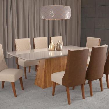 Imagem de Mesa de Jantar Retangular 200x90 Haven com 8 Cadeiras em Madeira Maciç