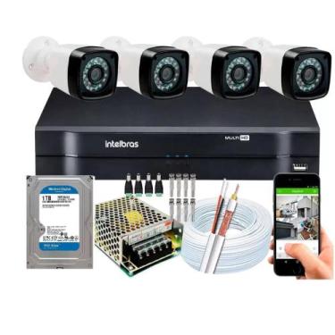 Imagem de Kit 4 Cameras Segurança 1080 Full Hd Dvr Intelbras 4ch mhdx Alta Resol