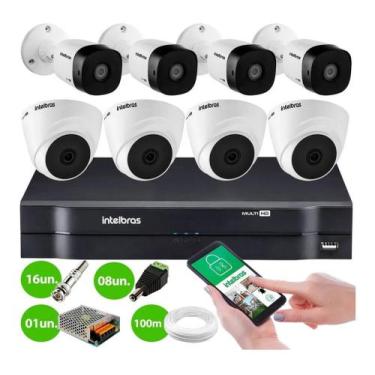 Imagem de Kit 8 Câmeras Dome + Bullet Hd 720p 3.6mm + Dvr Mhdx S/Hd - Intelbras