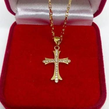 Imagem de Pingente Crucifixo Com Zircônias Folheado A Ouro - Lindo - Michester, 