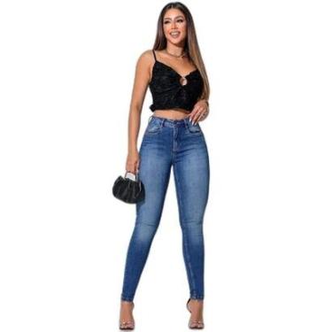 Imagem de CALÇA JEANS SKINNY FEMININA CINTURA MÉDIA  24381 36 ESCURA UNICA-Feminino