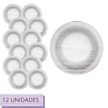 Imagem de Jogo 12 Pratos Diamante Fundo 22cm Redondo Restaurante Bar - NADIR FIG