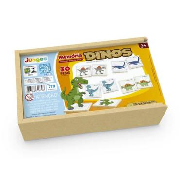 Imagem de Jogo da memória dos dinossauros caixa madeira c tampa 30 pçs - JUNGES