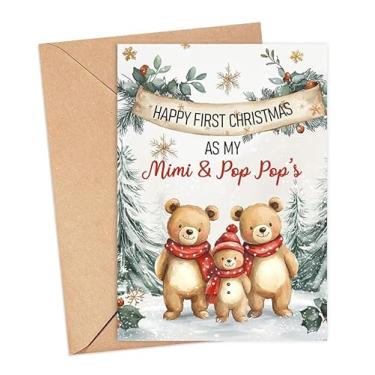 Imagem de HKDesignGift Cartão de Primeiro Natal Mimi & Pop Pop - Happy 1St Christmas As Mimi & Pop Pop - Cartão de Natal Cute Family Bears - Baby 1St Christmas - Our First Christmas Card