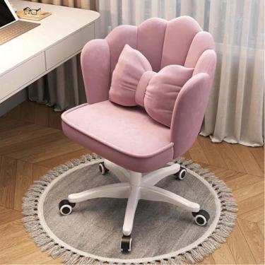 Imagem de Cadeira de mesa de veludo para escritório em casa, cadeira de mesa para quarto/penteadeira, moderna, fofa, cadeira de trabalho de computador, rodas giratórias, altura ajustável, cadeira estofada para