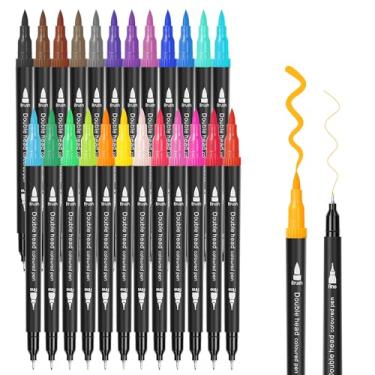 Imagem de SMOOTHERPRO 24 canetas marcadoras duplas, marcadores de arte de ponta fina, caneta colorida de ponta dupla para adultos, cartões comemorativos, colorir, letras, fornecedores de arte