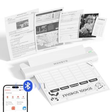 Imagem de MUNBYN Impressora Portátil Bluetooth ITP02, Monocromática, Suporte A4, Compatível com Android, iOS e Laptop, Ideal para Viagens e Pequenos Espaços