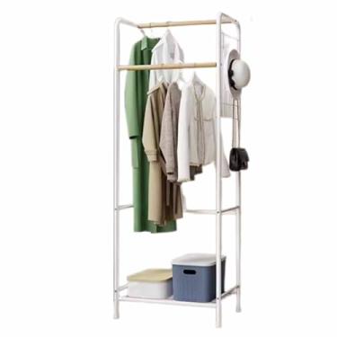 Imagem de Guarda-roupa Armário de armação de aço completo armário de tecido de veludo pêssego armário de armazenamento de capacidade extra grande para aluguel habitação branco armário