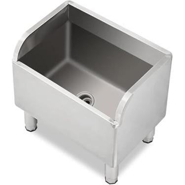 Imagem de Pia de esfregão de piso de aço inoxidável - Tigela de pia profunda de 30,5 cm - Banheiras de lavagem de pia utilitária comercial para restaurante, garagens - com pés niveladores ajustáveis, prata, 45