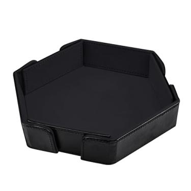 Imagem de SIQUK Bandeja de Dados Hexagonal Dobrável de Couro PU, Suporte para Dados RPG D&D, Preta