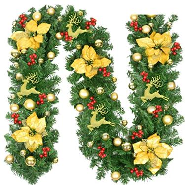 Imagem de Belas Guirlanda de Natal pré-iluminada de vime 270 cm/106" Guirlanda de outono artificial Árvore de Natal Guirlanda Casa Hotel Decoração de Cena de Parede diverso