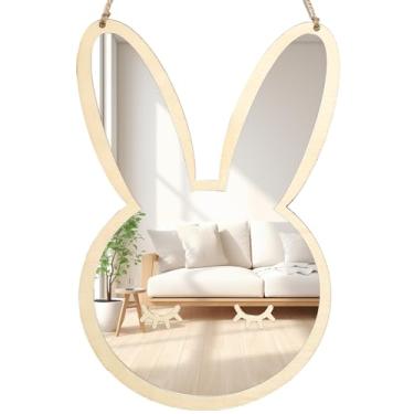 Imagem de Dvehdbay Espelho acrílico para berçário - espelho infantil de madeira, espelho fofo, adesivos de parede de espelho de acrílico, espelho inquebrável não de vidro, arte de parede de espelho suspenso,