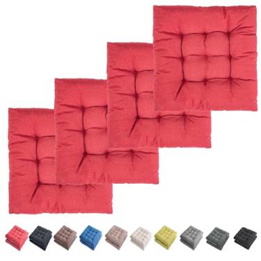 Imagem de SEKUMDAN Almofadas de cadeira de pátio 50,8 cm x 50,8 cm Conjunto de 4 almofadas de assento de móveis confortáveis para ambientes internos e externos cadeiras de cozinha de balanço (4, vermelho)