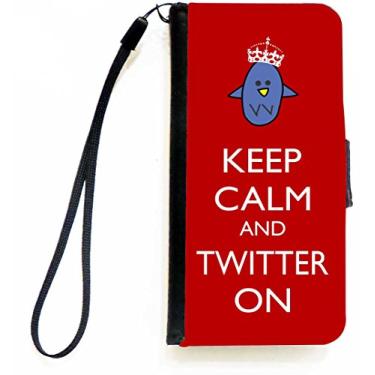 Imagem de Rikki Knight Capa carteira flip Keep Calm and Twitter On cor vermelha com aba magnética para Apple iPhone 5c