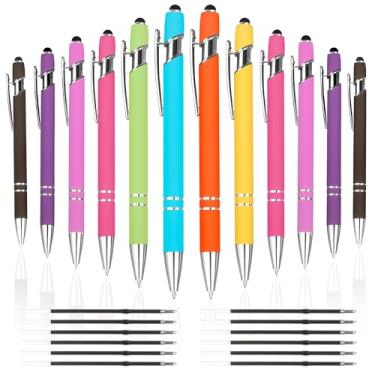 Imagem de 12 PCS 2 in 1 Stylus Ballpoint Pen with Stylus Tip, 1.0 mm Black Ink Metal Pen Stylus Pen for Touch Screens (Silver & Mix - 2)