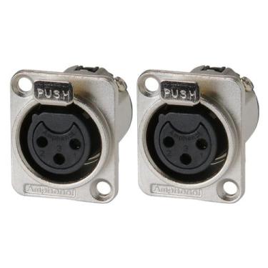 Imagem de Kit 2 Conectores Xlr 3p Femea Painel Amphenol Ac3fdz/n