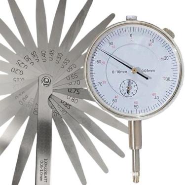Imagem de Kit Relogio Comparador 0 A 10mm Calibre De 22 Laminas Motos - FAimport
