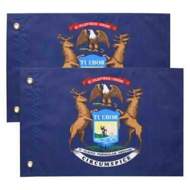 Imagem de Ehaho 2 peças de bandeiras de Michigan com impressão dupla face para luzes de chicote ou mastros de bandeira de Michigan, bandeiras Michigan com luz de chicote para UTV ATV Can-Am Polaris RZR SXS