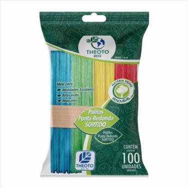 Imagem de Palito de Madeira para Sorvete Ponta Redonda Sortido - Pacote com 100 