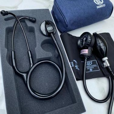 Imagem de Kit Enfermagem Acadêmico Preto Bic Estetoscópio Unisson + Esfigmo Apar