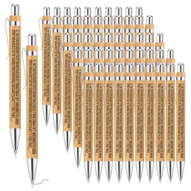 Imagem de Spakon 50 peças de lembrancinhas de festa de matemática de formatura Pi canetas esferográficas de bambu divertidas e infinitas sacolas de presentes de matemática para estudantes de matemática amantes