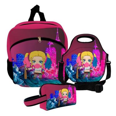Imagem de Kit Escolar Mochila de Costas + Lancheira + Necessaire Plus – ISOPRENE – Menina Louca-Unissex