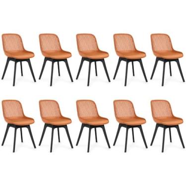 Imagem de Kit 10 Cadeiras de Jantar Estofada Design Marcela - Marrom
