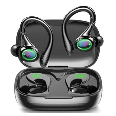 Imagem de Fones de ouvido sem fio, reprodução de 60H, fones de ouvido Bluetooth 5.3, fones de ouvido sem fio com cancelamento de ruído com visor de bateria de LED, chamada clara de microfone, fones de ouvido