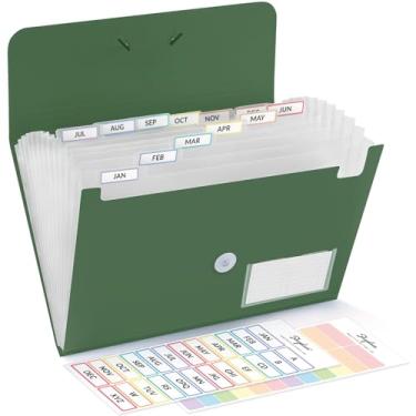 Imagem de SKYDUE Pasta de arquivos expansível, organizador de arquivos sanfonado com 13 bolsos para papel tamanho A4/carta, pasta sanfonada com etiquetas - Organizador de recibos de documentos para escritório,