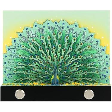 Imagem de Calendário 3D 2025, calendário de peças de tempo, calendário 3D, calendário rasgado à mão gravado a laser, calendário 3D pavão gravado em papel, para anotações, ornamentos decorativos, prese