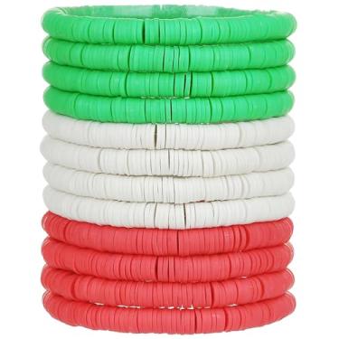 Imagem de HYHONEY 12 pulseiras da amizade com contas Heishi pulseiras fofas pulseiras de vinil argila disco contas surfista elástico verão praia pulseiras para mulheres, adjustable, argila