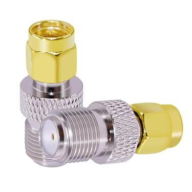 Imagem de CNARIO 2 peças SMA macho para F fêmea SMA (plugue) para F (conector) RF coaxial conector coaxial tipo F para adaptador de antena SMA para antenas de rádio digital FM/AM/DAB transmissão rádio TV câmera
