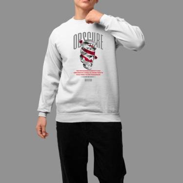 Imagem de Moletom Gola Careca Basico Masculino Casual Inverno Blusa De Frio Teci