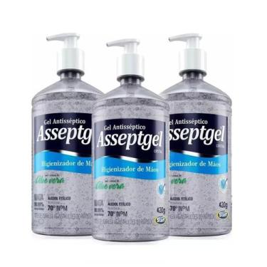 Imagem de Kit 3 Álcool Gel Antisséptico 70o Inpm 420g Asseptgel Start