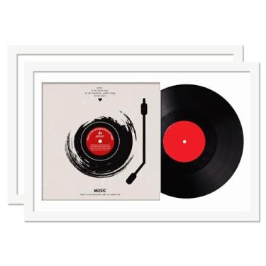 Imagem de Fxojyvo Moldura de disco de vinil para exibição de parede, moldura branca 40,6 x 61 cm para qualquer disco LP de 30,5 cm com capa - 2 pacotes/branco