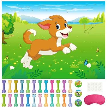 Imagem de Jogo de festa Morcheiong Pin The Tail on The Dog com 48 adesivos