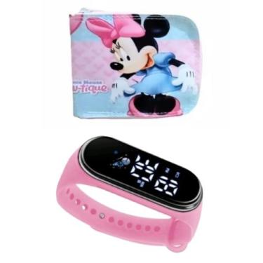 Imagem de Carteira infantil Minei e relógio digital ou com cronometro e led meni