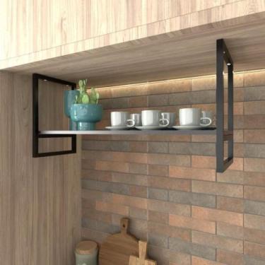 Imagem de Prateleira industrial cozinha suporte para prateleira industrial nicho