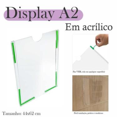 Imagem de 5 Display Parede Quadro Avisos Porta Folhas A2 Acrílico Vert - INDÚSTR
